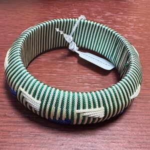 Anthropologie Green and Cream Striped Bracelet